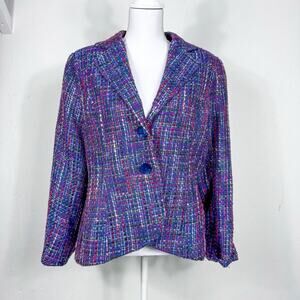 Women’s Jacket Rainbow Multicolored Tweed Blazer Academia